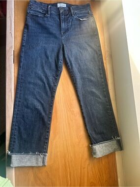 Frame Denim Straight Leg Jeans in Dark Blue Wash